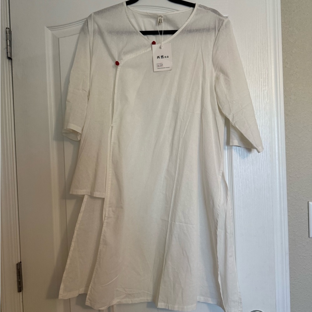 Lightweight Linen Modern Chinese Hanfu top and pants set | fits US L | NWT - Picture 2 of 7
